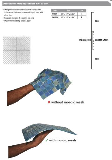 ADHESIVE MOSAIC MESH - 12 x 12 - Pack of 50