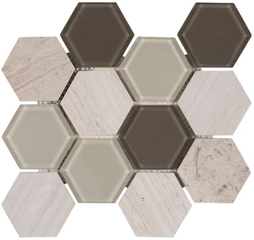 WATERJET HEXAGON - GRAY STONE