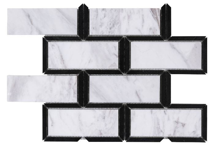 WATERJET SUBWAY TILE - BLACK AND WHITE